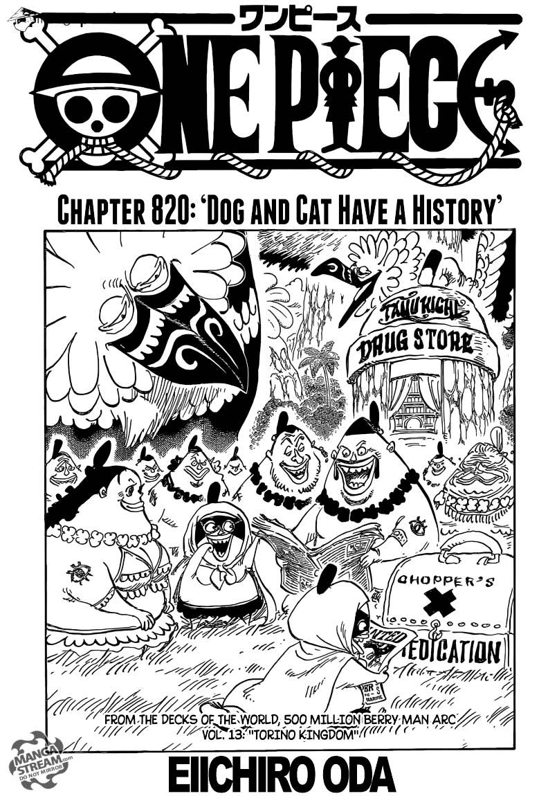 One Piece, Chapter 820 - Dog and Cat Have a History image 01