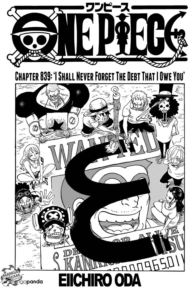 One Piece, Chapter 839 - I Shall Never Forget The Debt That I Owe You image 01
