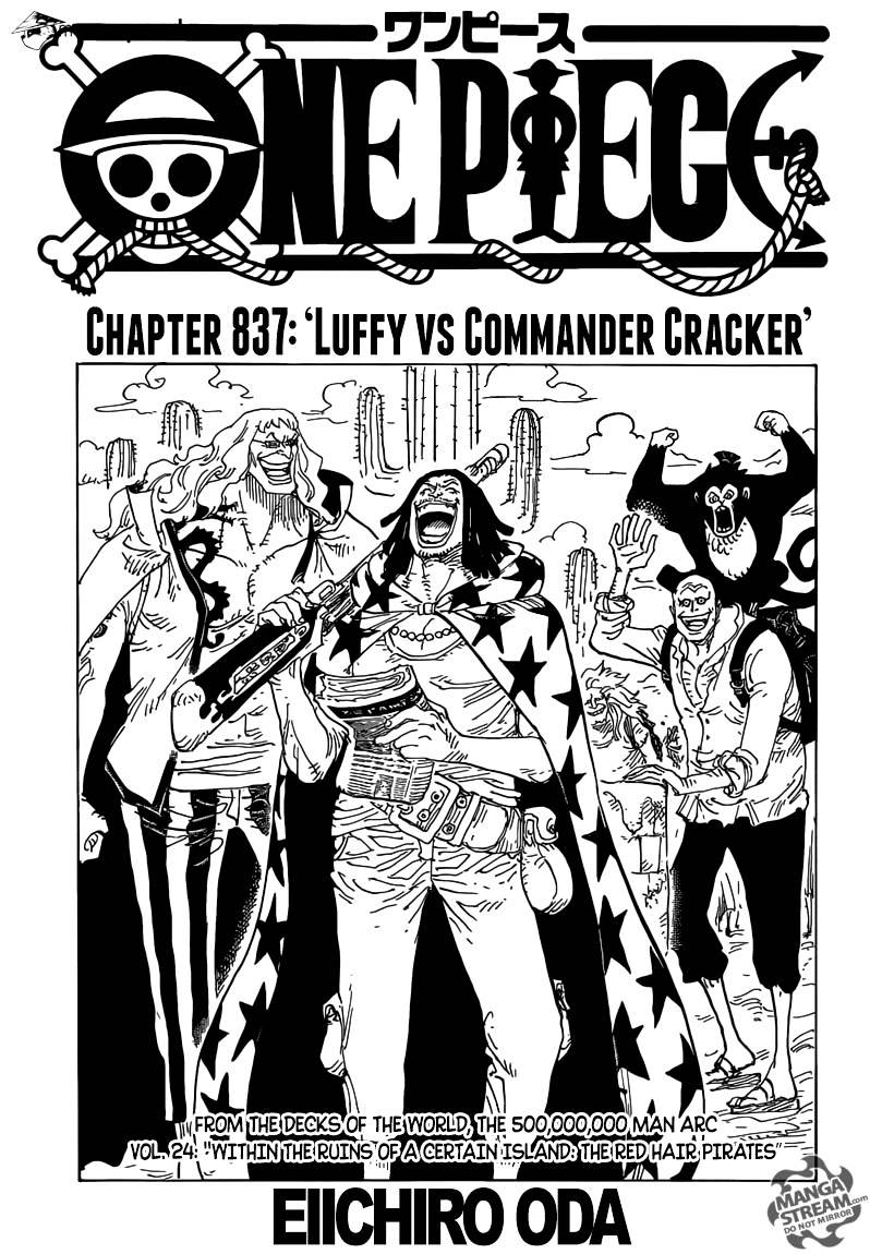 One Piece, Chapter 837 - Luffy vs Commander Cracker image 01