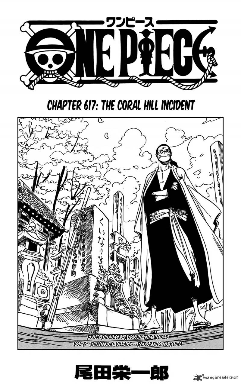 One Piece, Chapter 617 - The Shocking Incident at Coral Hill image 01